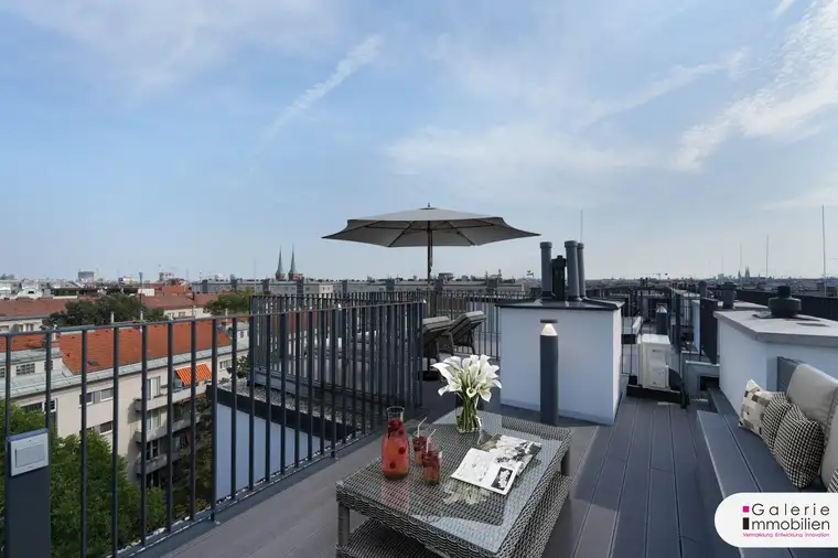 VIDEO: 360°-Ausblick auf Wien: Hochwertige 2-Zimmer-Wohnung mit Klima plus 2 private Dachterrassen!