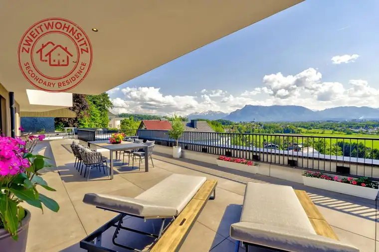 Glasfronten, die mit der Natur verschmelzen!Terrassentraum mit Weitblick in Salzburg Bergheim