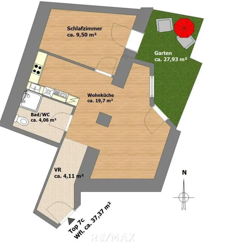 Hofseitige Gartenwohnung nahe Wertheimsteinpark und Heiligenstadt