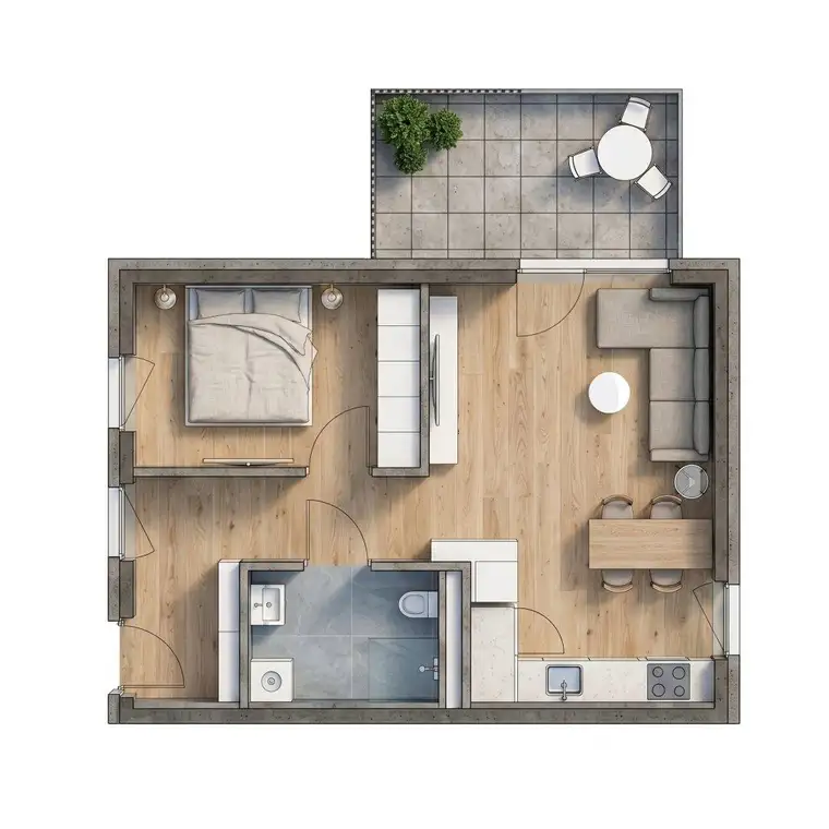 moderne 2-Zimmer-Neubauwohnung mit Südterrasse