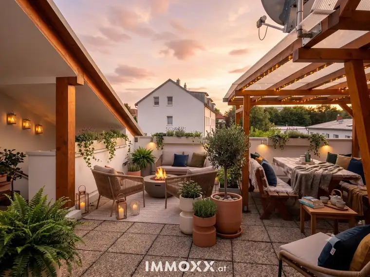 Möbliert einziehen, oben den Sonnenuntergang genießen: Wohnung mit 45-m²-Dachterrasse in Graz-Straßgang