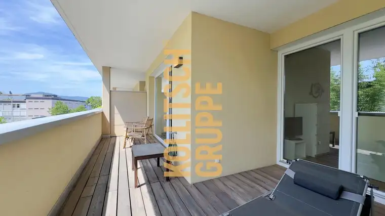 2-Zimmer-Wohnung mit Südterrasse und Tiefgaragenstellplatz in der Koschatstraße.