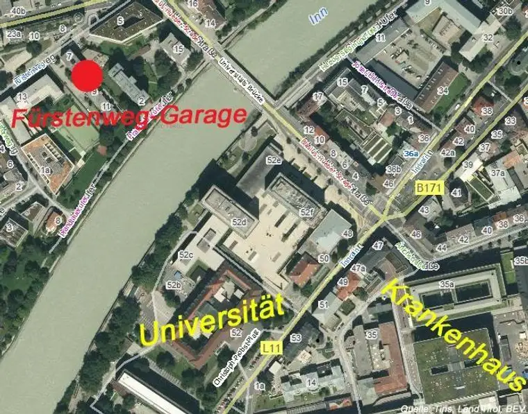 Tiefgaragenstellplatz in Innsbruck / Fürstenweg zu vermieten: