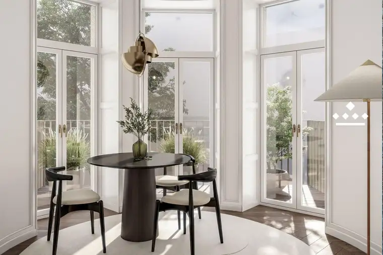 Smart geplante Wohnung mit großen Fenstern und Balkon in den Innenhof im Projekt GRACE!