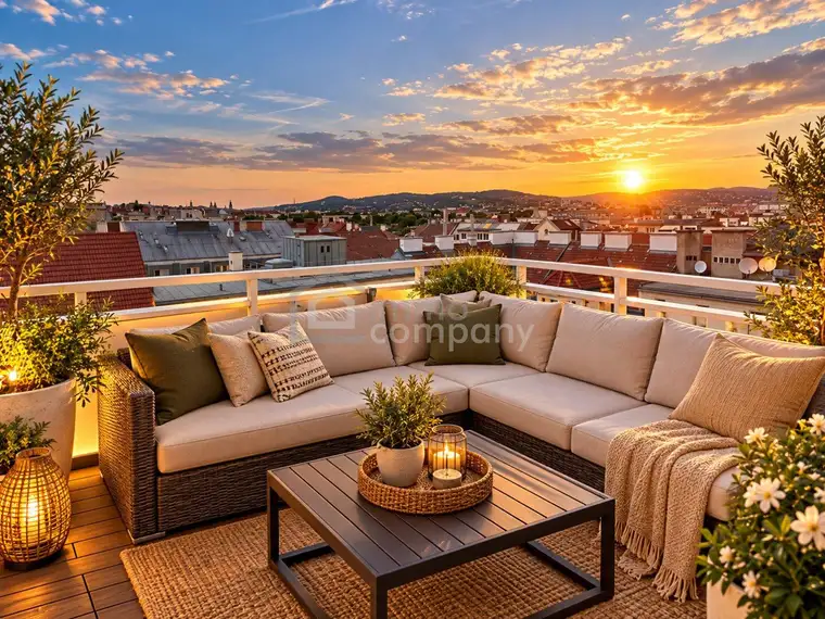 Luxuriöse zweistöckige Wohnung mit atemberaubendem Stadtblick + Balkon und geräumiger Terrasse! 15. Bezirk! U3