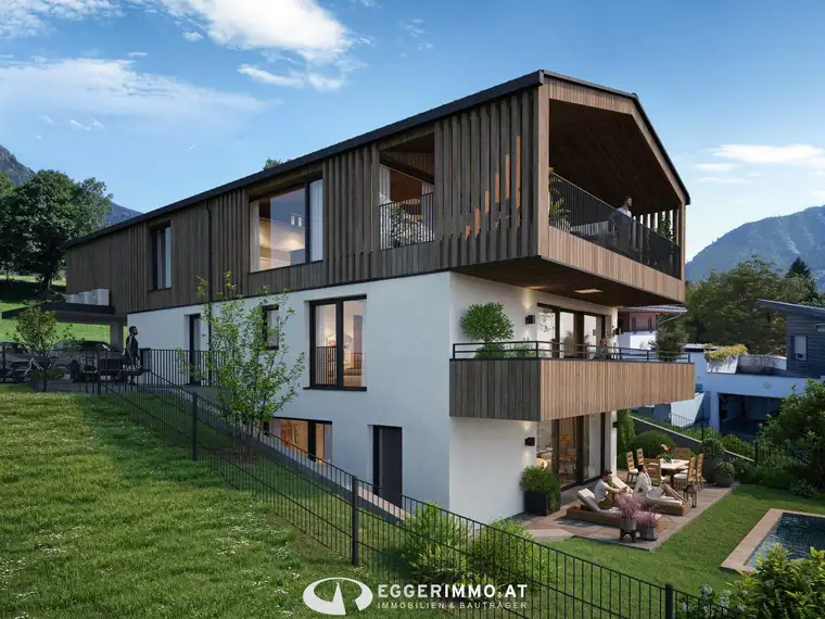 Exklusive Neubau Gartenwohnung mit großer Terrasse, weitläufigem Garten und privatem Pool in Maishofen