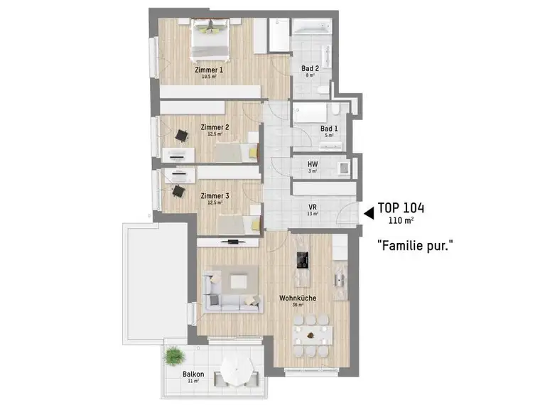 Alles drin. Moderne 4-Zimmer Wohnung mit Balkon für anspruchsvolle Familien. Nahe der Alten Donau