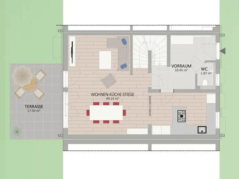 2301, Mühlleitner Straße, An der Stadtgrenze Wiens, Reihenhaus 