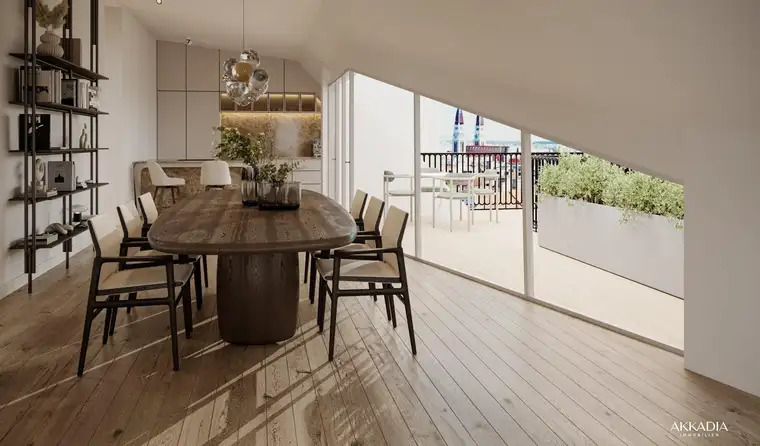 Modernes Dachgeschoss mit flexibler Raumaufteilung und Terrasse