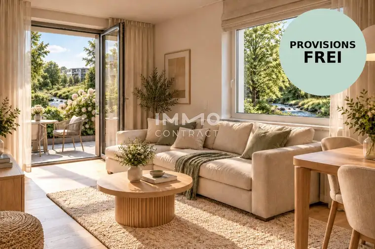 WOHNEN AM BACH - Moderne 2-Zimmer-Wohnung mit Terrasse und Grünblick, provisionsfrei!