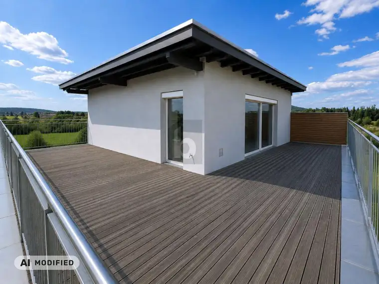 AUSSERGEWÖHNLICH GROSSE DACHTERRASSE ÜBER DREI SEITEN MIT TRAUMHAFTEM WEITBLICK