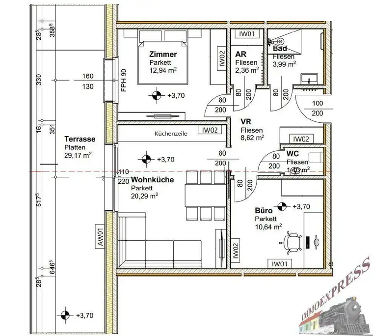 Hochwertige 3- Zimmerwohnung mit 29,17 m² Terrasse - NEUBAU
