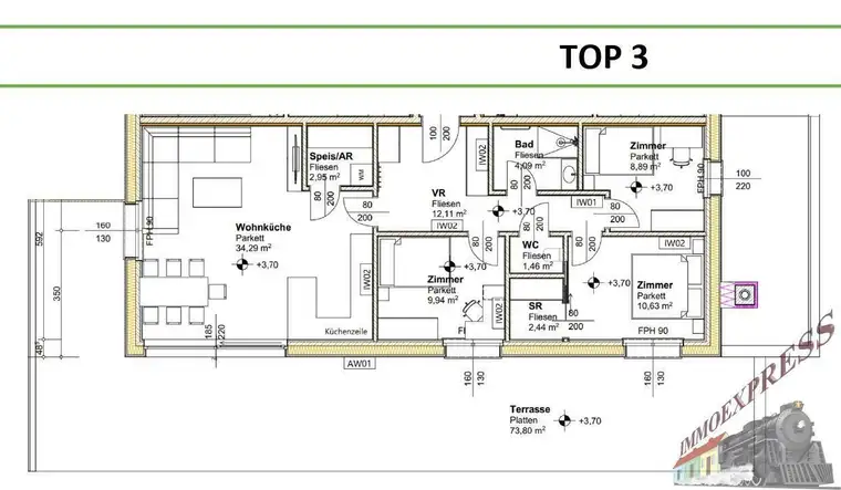Hochwertige 4- Zimmerwohnung mit 73,80 m² Terrasse - NEUBAU