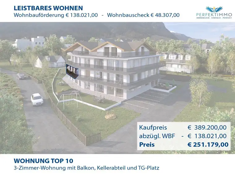 Top 10 mit WBF: Exklusive 3-Zimmer-Neubauwohnung mit sonnigem Südwestbalkon