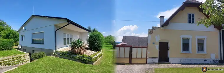 Gemeinde Mannersdorf: 2 Häuser (Bungalow, Streckhof und Bauplatz) in Ortsrandlage