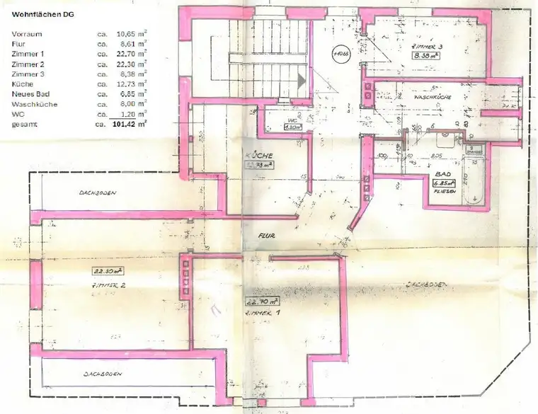 ca. 101,42 m² große Dachgeschoßwohnung am Sand 1 in Althofen zu vermieten