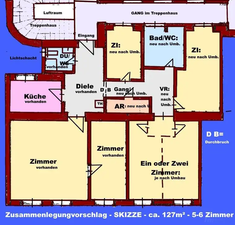 2 Wohnungen zusammenlegen !! Verwirklichen Sie Ihre Wunschwohnung - im 2. Bezirk Nähe Volkertplatz