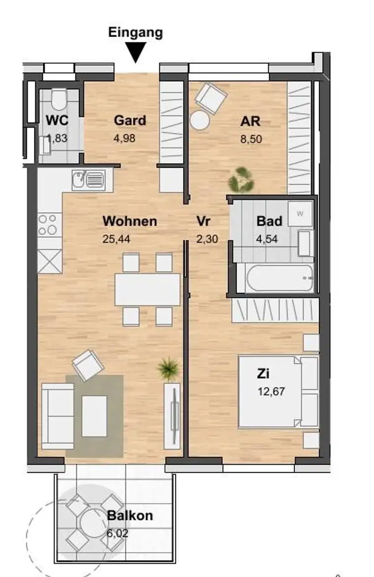 2,5 ZIMMER-WOHNUNG - 1.MONAT MIETFREI- MIT BALKON - 8020 Graz
