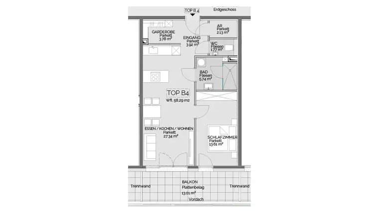 Vermietete ANLEGERWOHNUNG | 3,18% Rendite | 2-Zimmerwohnung mit Balkon in Liezen