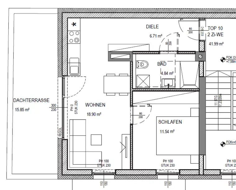 Moderne 2-Zimmer Dachgeschosswohnung mit Terrasse in Linz