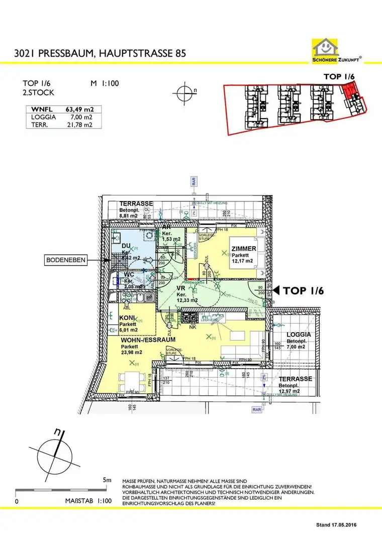 2 Zimmerwohnung mit großen Freiflächen in Pressbaum!