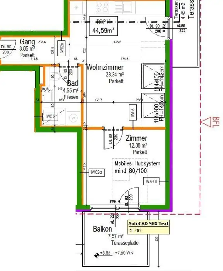 Neubauwohnung in 1220 Wien ~ 2 Zimmer ~ 45 m² ~ nahe U2 Stadtion Aspern