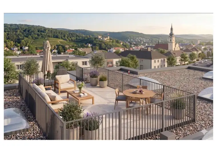 NEUBAU Dachterrassen(T)raum mit Balkon + DACHTERRASSE in zentraler Lage in Baden STADT - SCHLÜSSELFERTIG &amp; PROVISIONSFREI!