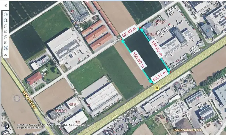 Grundstück auf Basis Baurecht mit B Widmung direkt an der B 1 in Hörsching Auch für Logistiker !!