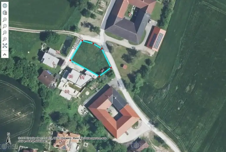 Grundstück mit Dorfgebietswidmung - kein Bebauungsplan - siehe beiliegende Bebauungsrichtlinien
