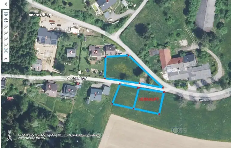2 Baugründe mit Ausblick in Innerschlag/Zwettl an der Rodl. Idyllische Lage !!! 1 x 613 m² und 1121 m²