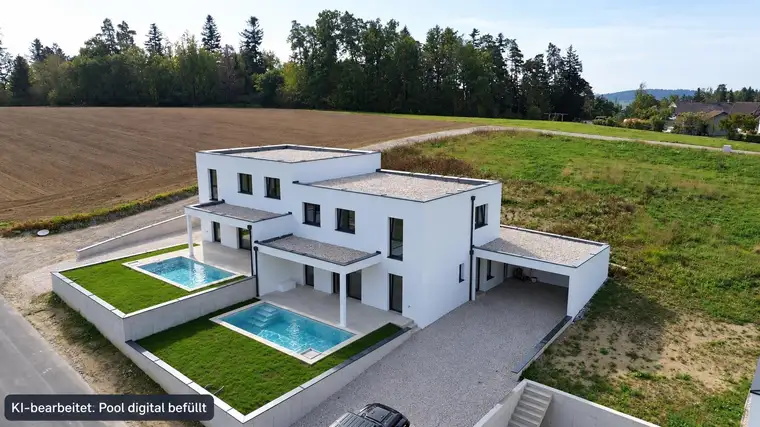 Wohnen mit Aussicht und eigenem Pool ! NEU GEBAUTE DOPPELHAUSHÄLFTE