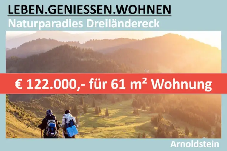 € 122.000,- FÜR 61 M² WOHNUNG IN ARNOLDSTEIN