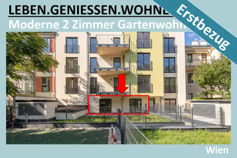 MODERNE ZWEI ZIMMER GARTENWOHNUNG ERSTBEZUG