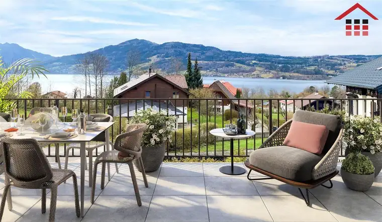 Penthouse mit See- und Gebirgsblick am Attersee