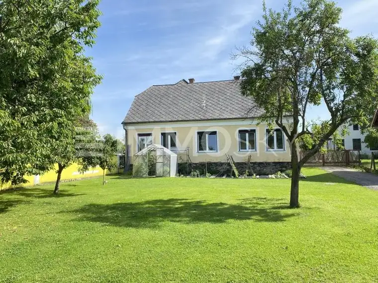 Nettes Bauernhaus mit mehreren Nebengebäuden in ruhiger Dorflage