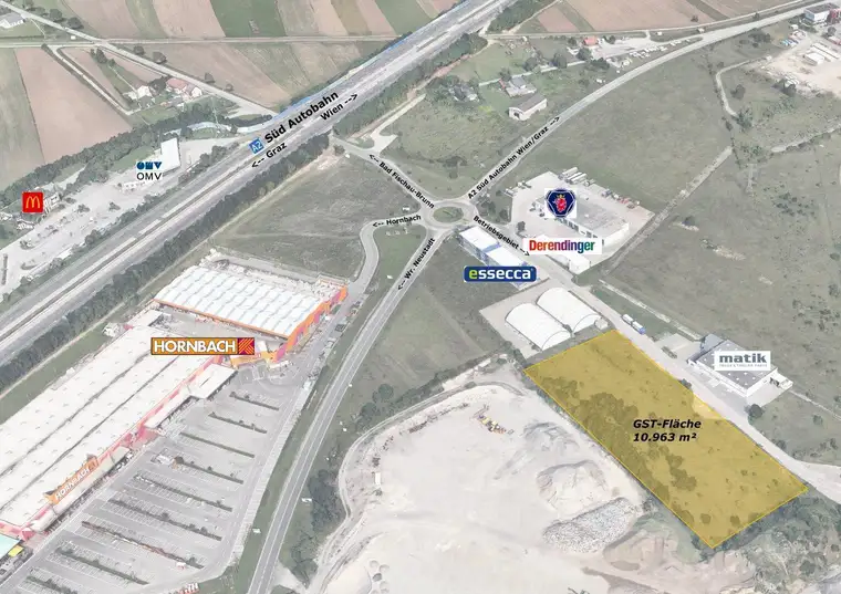 Bad Fischau: Gewerbe-/Industriegrundstück (10.963 m²) Nähe A2 - Baurecht/Kauf