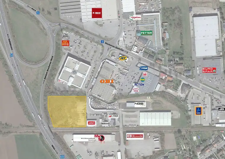 A22 Stockerau Nord – Gewerbegrundstück in frequenter Lage zu kaufen