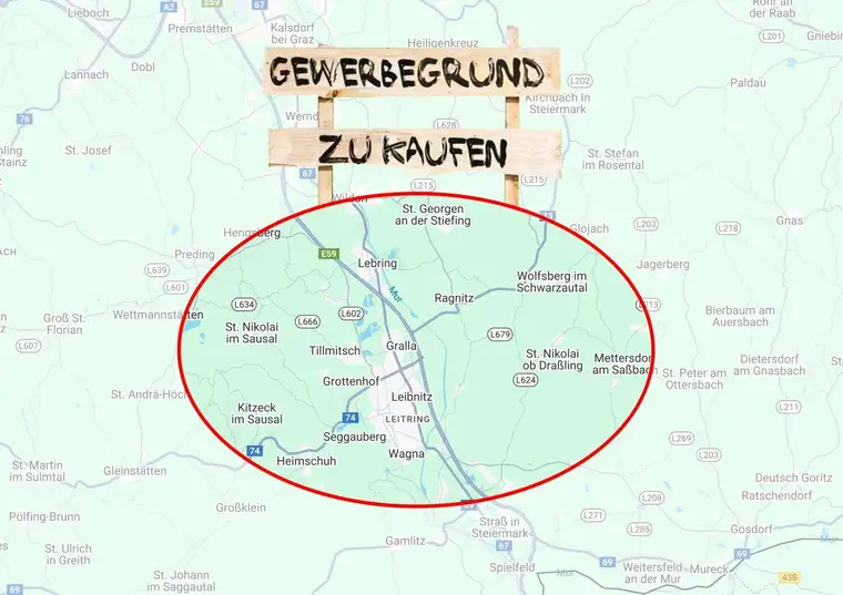 Bezirk Leibnitz: aufgeschlossenes Gewerbegrundstück ca. 4.000 m² zu kaufen