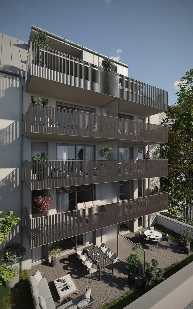 Linz-Urfahr | Helle 3-Zimmer-Neubauwohnung mit großer Terrasse in den ruhigen Innenhof!