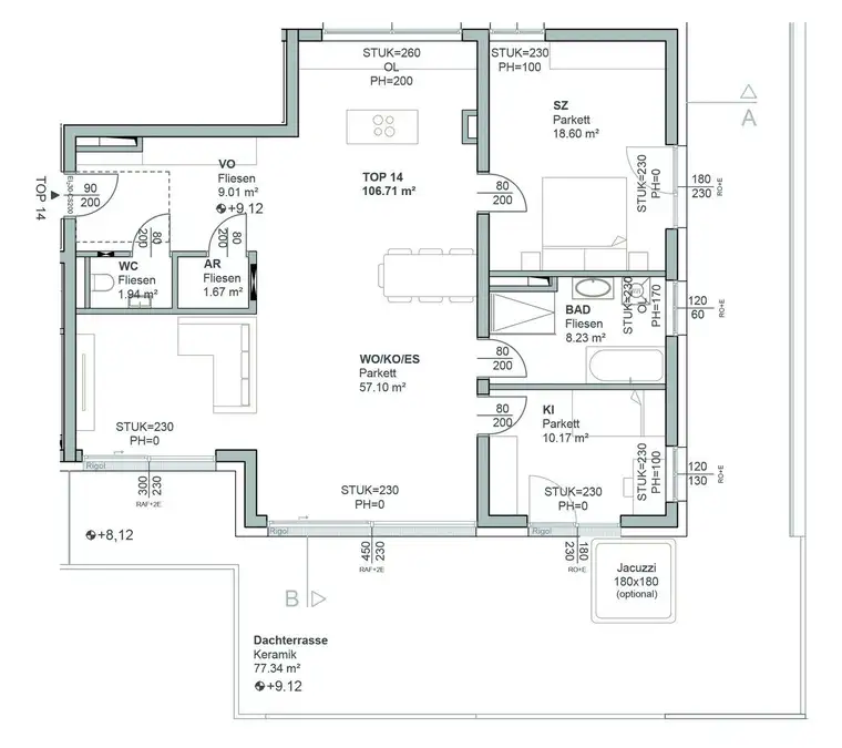 Helle 4-Zimmer Wohnung mit großer Dachterrasse im Herzen von Leonding - Erstbezug!