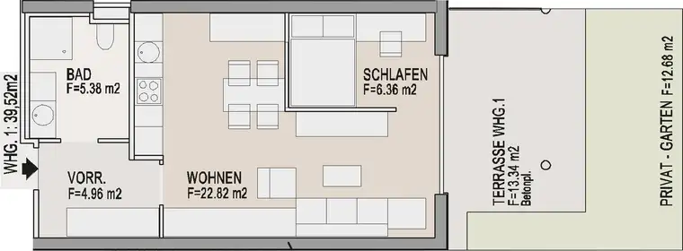 Neuwertige Gartenwohnung im Zentrum!