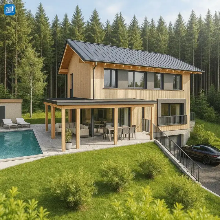 Traumhaftes Massivholz Einfamilienhaus Projekt in Hof - absolute Alleinlage