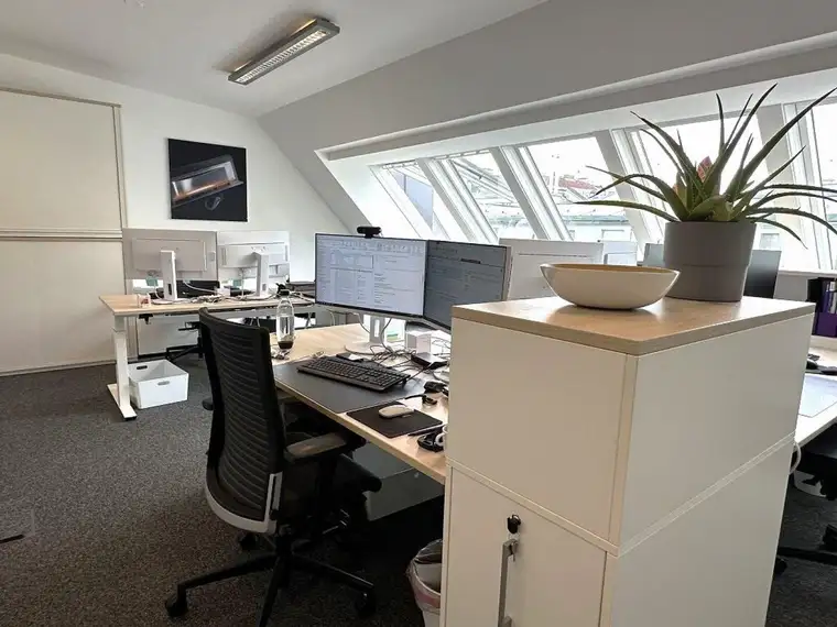 SHARED OFFICE! klimatisiertes 50 m2 Coworking-Büro, 1 Zimmer, Gemeinschaftsküche, Tower-Server, 2 Toiletten, Siebenbrunnengasse