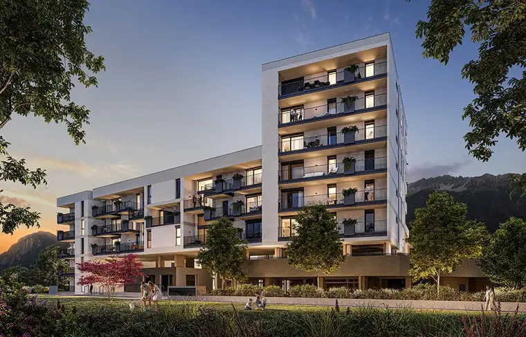 Kompakte 2-Zimmer Wohnung mit Balkon – effizient geplant im oberen Geschoss