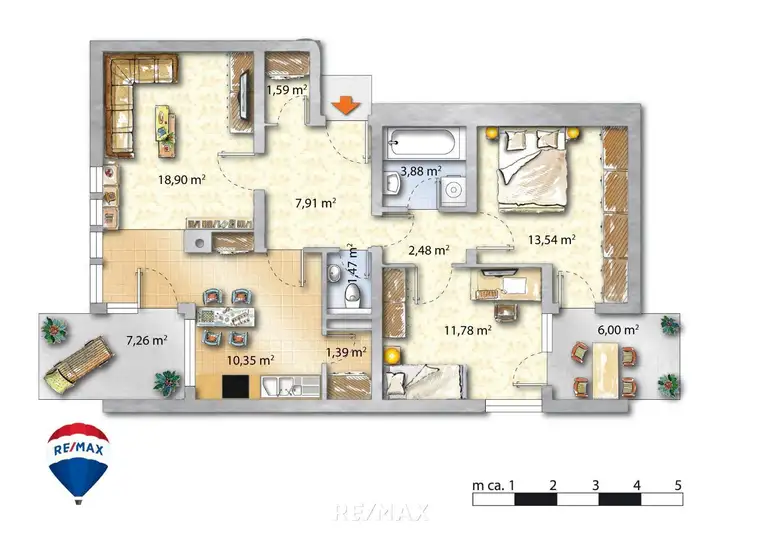 Sehr gut gelegene 73m² Wohnung im EG mit 2 Schlafzimmer in Ehrenhausen