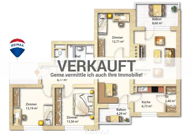 Geräumige Wohnung mit 3 Schlafzimmer im 3 Stock in Leibnitz/Linden
