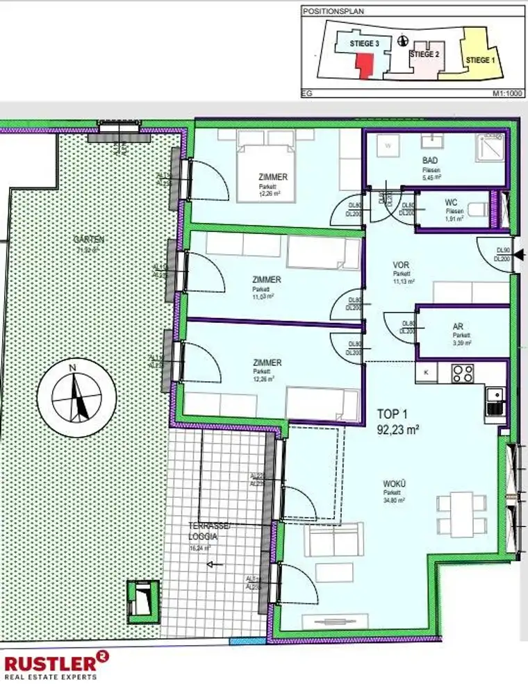 Wohnen beim Stadtmauer Park | Ruhige 4-Zimmerwohnung mit Loggia