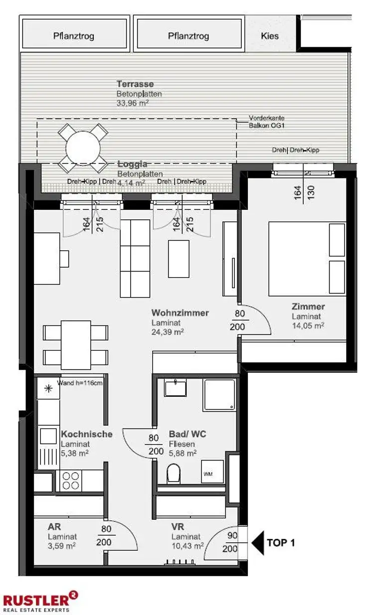 Bis zu 3 Monate MIETFREI! - PROVISIONSFREI! - 2-Zimmerwohnung mit Terrasse!