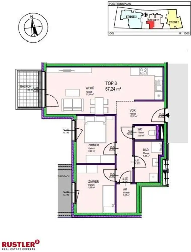 Ruhige 3-Zimmerwohnung mit Terrasse am Rande von Wien! 
