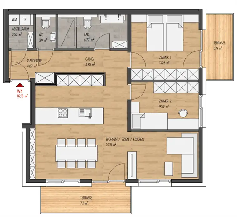 Moderne 3-Zimmer-Neubauwohnung in Birgitz - Ihr neues Zuhause wartet auf Sie! TOP 4